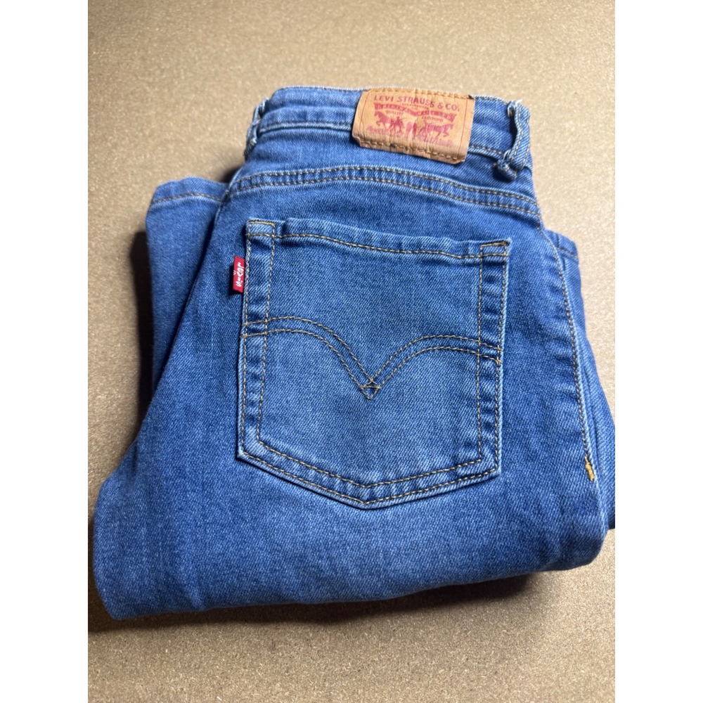 Levis‎ Kids Girls Regular Rise Flare Jeans Blue Denim Size 12 Flap Pockets